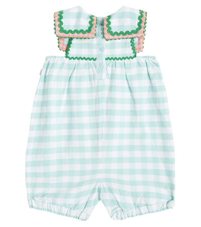 Shop Stella Mccartney Baby Checked Cotton Playsuit In Multicoloured