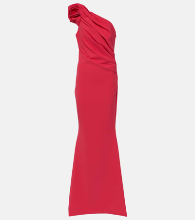 Shop Safiyaa Tanna One-shoulder Crêpe Gown In Red
