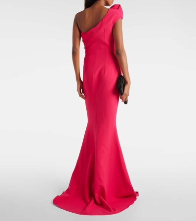 Shop Safiyaa Tanna One-shoulder Crêpe Gown In Red