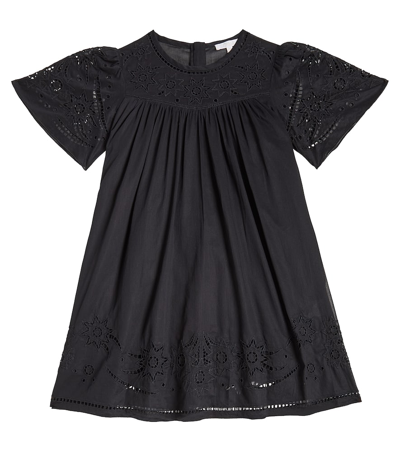 Shop Chloé Ruffled Cotton Dress In Black