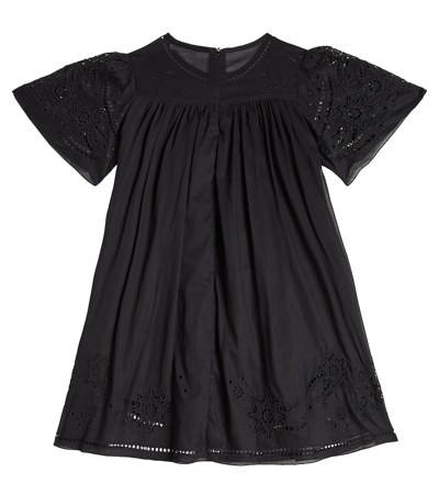 Shop Chloé Ruffled Cotton Dress In Black