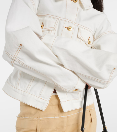 Jacquemus Structured White Denim Jacket With Classic Silhouette In Neutrals
