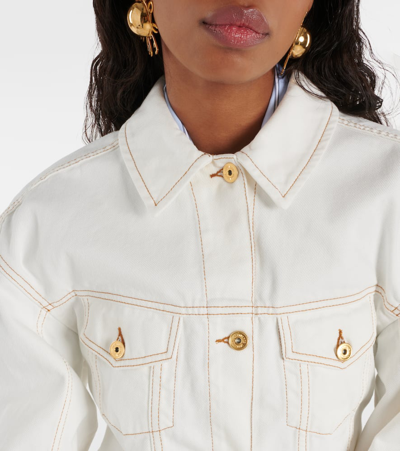 Jacquemus Structured White Denim Jacket With Classic Silhouette In Neutrals