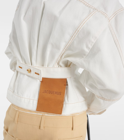 Jacquemus Structured White Denim Jacket With Classic Silhouette In Neutrals