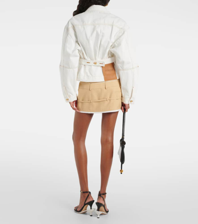 Jacquemus Structured White Denim Jacket With Classic Silhouette In Neutrals