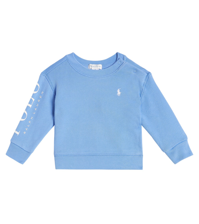 Shop Polo Ralph Lauren Baby Logo Cotton-blend Sweatshirt In Blue