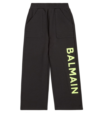 Shop Balmain Logo Cotton Jersey Sweatpants In Black