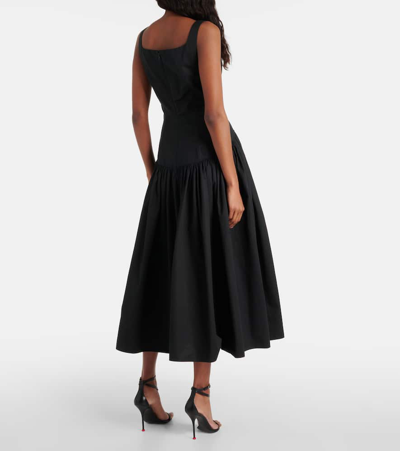 Shop Alexander Mcqueen Sweetheart-neck Cotton Midi Dress In Black
