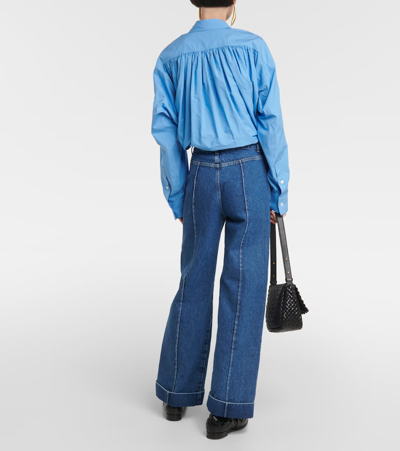Shop Frame '70s High-rise Straight Jeans In Blue