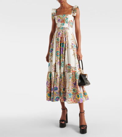 Shop Etro Floral Cotton Poplin Maxi Dress In Multicoloured