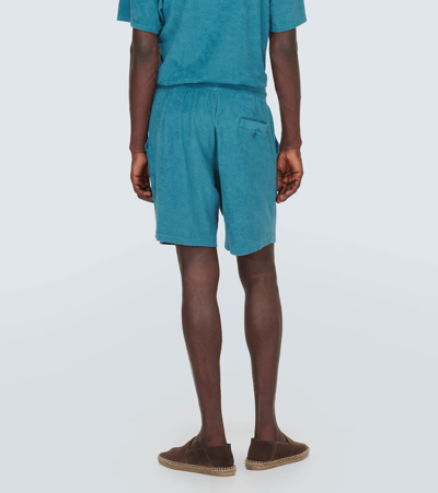 Shop Frescobol Carioca Augusto Cotton-blend Terry Shorts In Green