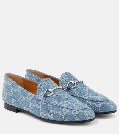 Shop Gucci Jordaan Gg Denim Loafers In Blue