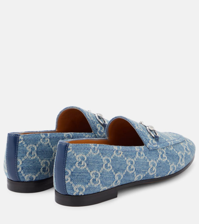 Shop Gucci Jordaan Gg Denim Loafers In Blue