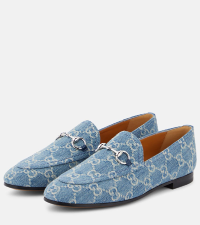 Shop Gucci Jordaan Gg Denim Loafers In Blue