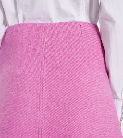 Shop Ganni Wool-blend Twill Miniskirt In Pink