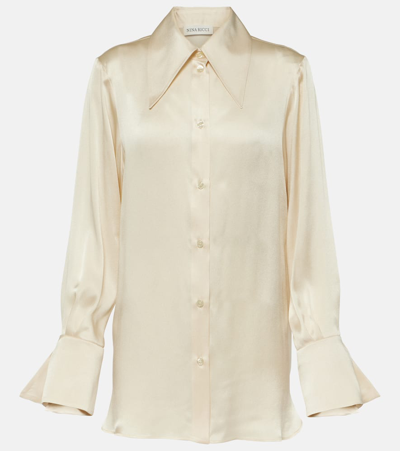 Shop Nina Ricci Satin Shirt In White