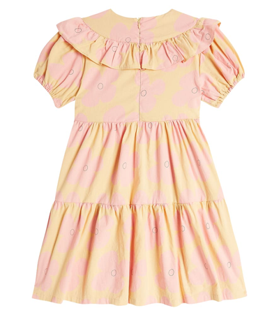 Shop Jellymallow Pink Flower Tiered Cotton Dress In Beige