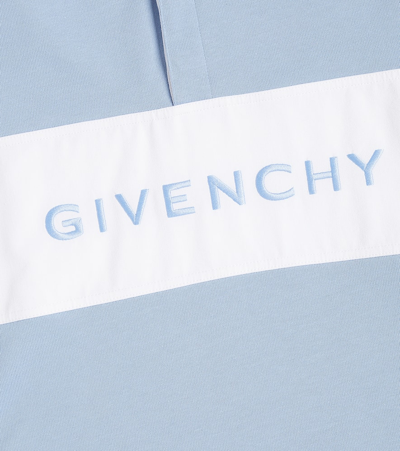 Shop Givenchy Logo Cotton Jersey Polo Shirt In Blue