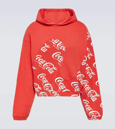 Erl Men Coca Cola Swirl Hoodie Knit In Orange