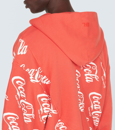 Shop Erl Printed Cotton Hoodie In Orange