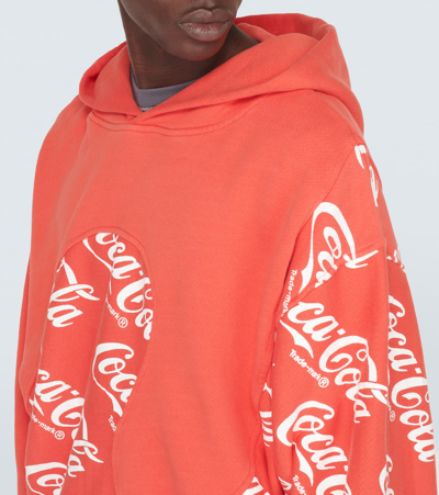 Erl Men Coca Cola Swirl Hoodie Knit In Orange