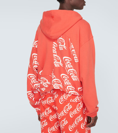 Shop Erl Printed Cotton Hoodie In Orange