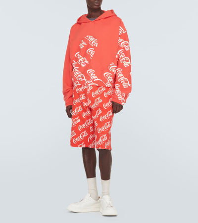 Shop Erl Printed Cotton Hoodie In Orange