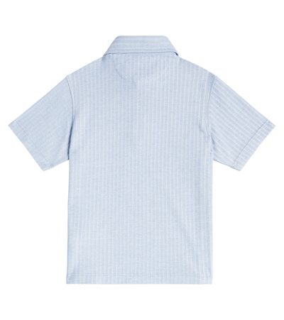 Shop Brunello Cucinelli Cotton And Silk Polo Shirt In Blue