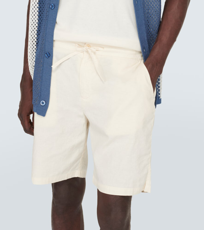 Frescobol Carioca Sergio Linen-blend Bermuda Shorts In Yellow
