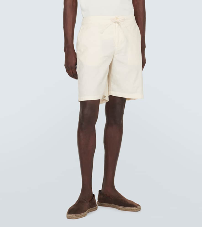 Shop Frescobol Carioca Sergio Linen-blend Bermuda Shorts In Yellow