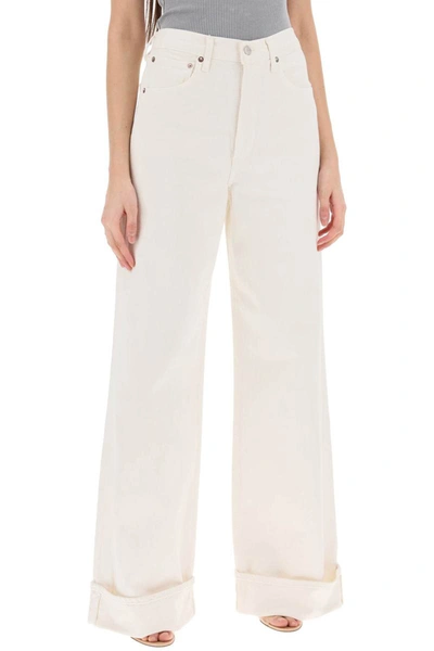 Shop Agolde Dame Wide Leg Jeans In White