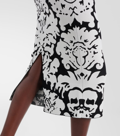Shop Alexander Mcqueen Damask Jacquard Pencil Skirt In Black