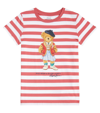 Shop Polo Ralph Lauren Polo Bear Striped Cotton T-shirt In Red