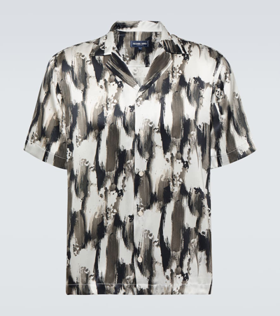 Shop Frescobol Carioca Roberto Printed Silk Bowling Shirt In Multicoloured