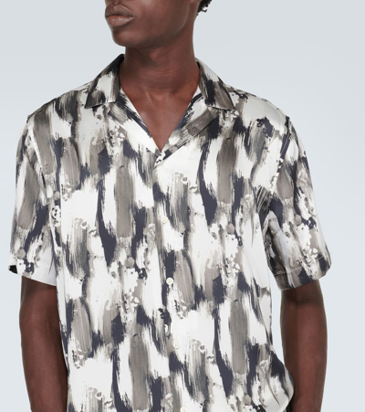 Shop Frescobol Carioca Roberto Printed Silk Bowling Shirt In Multicoloured