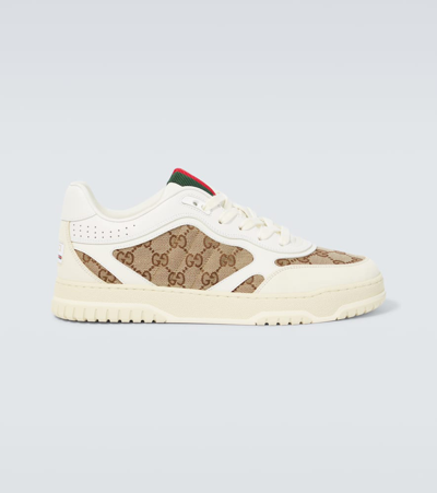 Shop Gucci Re-web Gg Canvas Sneakers In White