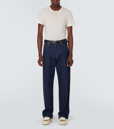 Gucci Re-web Leather And Original Gg Fabric Sneakers In White