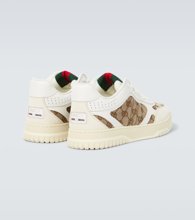 Shop Gucci Re-web Gg Canvas Sneakers In White