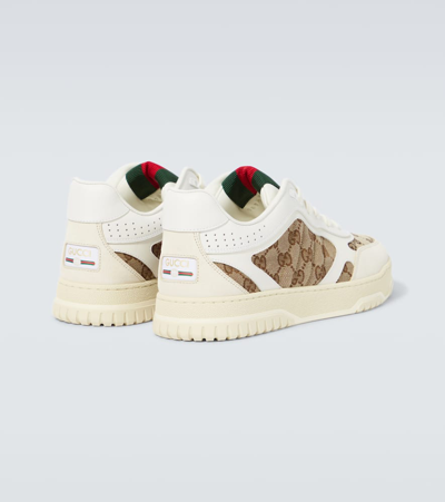 Gucci Re-web Leather And Original Gg Fabric Sneakers In White