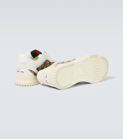 Gucci Re-web Leather And Original Gg Fabric Sneakers In White