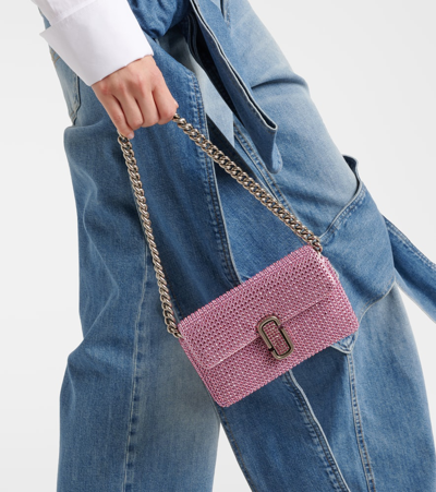Shop Marc Jacobs J Marc Mini Embellished Shoulder Bag In Pink