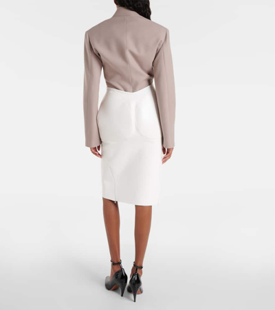 Shop Alaïa Leather Pencil Skirt In White