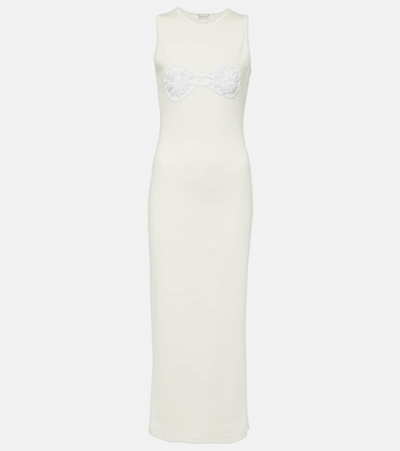 Shop Magda Butrym Crochet-trimmed Cotton Midi Dress In White