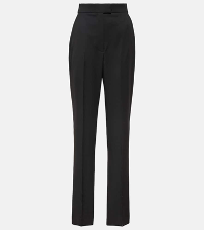 Shop Alexander Mcqueen High-rise Wool Slim Pants In Black