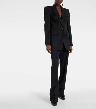 Shop Alexander Mcqueen High-rise Wool Slim Pants In Black