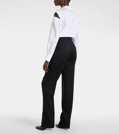 Shop Alexander Mcqueen High-rise Wool Slim Pants In Black