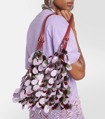 Shop Rabanne Small Embellished Shoulder Bag In Purple
