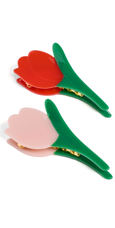 Loeffler Randall Juniper Tulip Clip Set Red/pink In Red/pink
