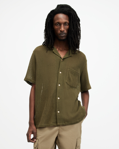 Shop Allsaints Sortie Textured Relaxed Fit Shirt In Ash Khaki Green