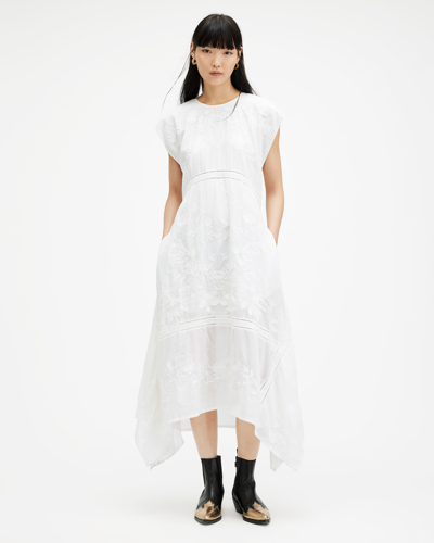 Shop Allsaints Gianna Embroidered Maxi Dress In Off White